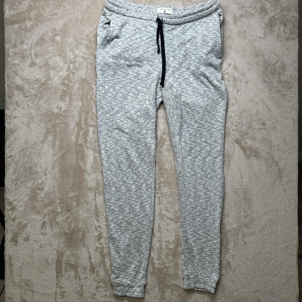 Hollywood Pants Mens Small Heather Gray Joggers Sweatpants Drawstring Cuffed
